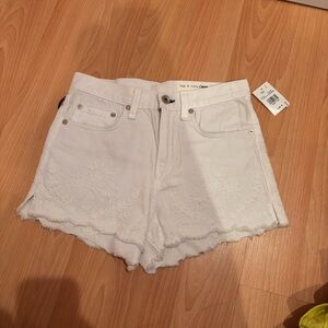 Rag and Bone White Embroidered Women Denim Shorts
